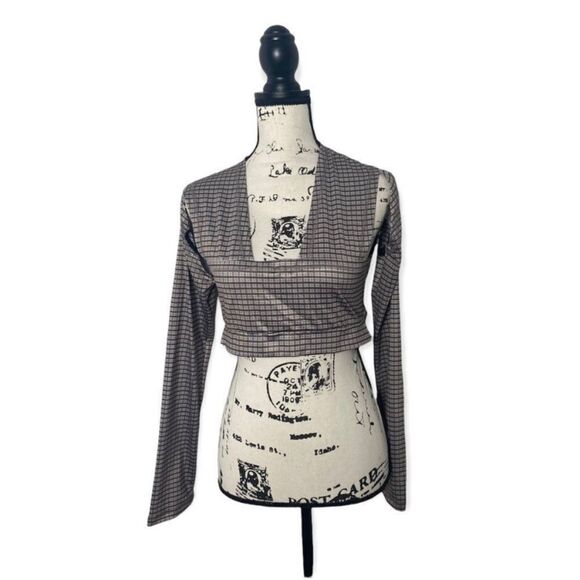 SHEIN Gray Twist Back Long Sleeve Crop Top - Size L - Picture 1 of 4